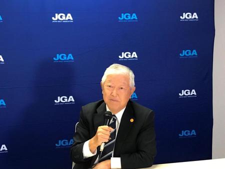 　リモートで会見する日本ゴルフ協会の池谷正成会長＝提供：日本ゴルフ協会（ＪＧＡ）