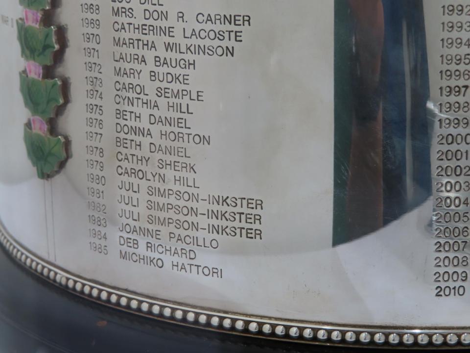 　台座に刻印された服部道子の名前