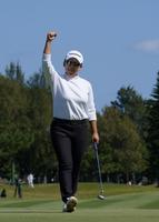 　優勝を決めた申ジエ（撮影・中田匡峻）