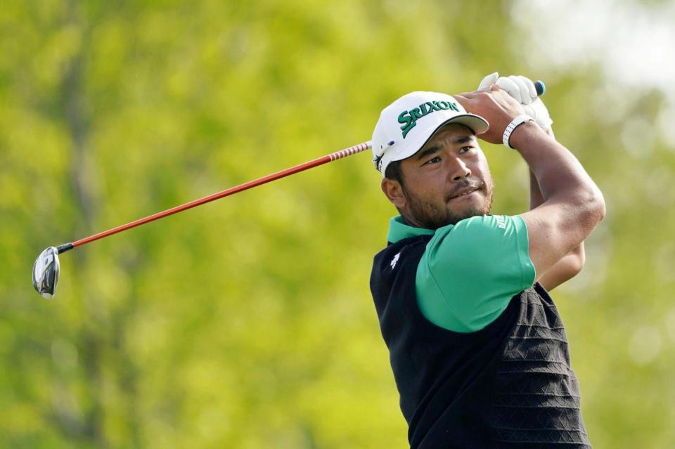 　７番でティーショットを放つ松山英樹