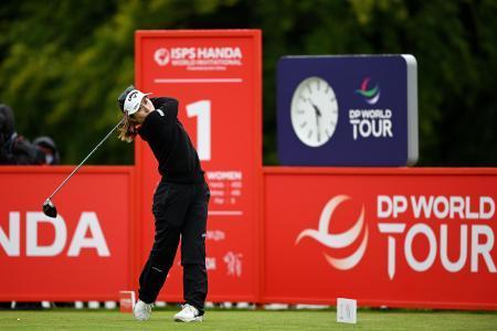 　ＩＳＰＳハンダ世界招待第２ラウンド、西村優菜の１番ティーショット＝１８日、バリミーナ（ゲッティ＝共同）