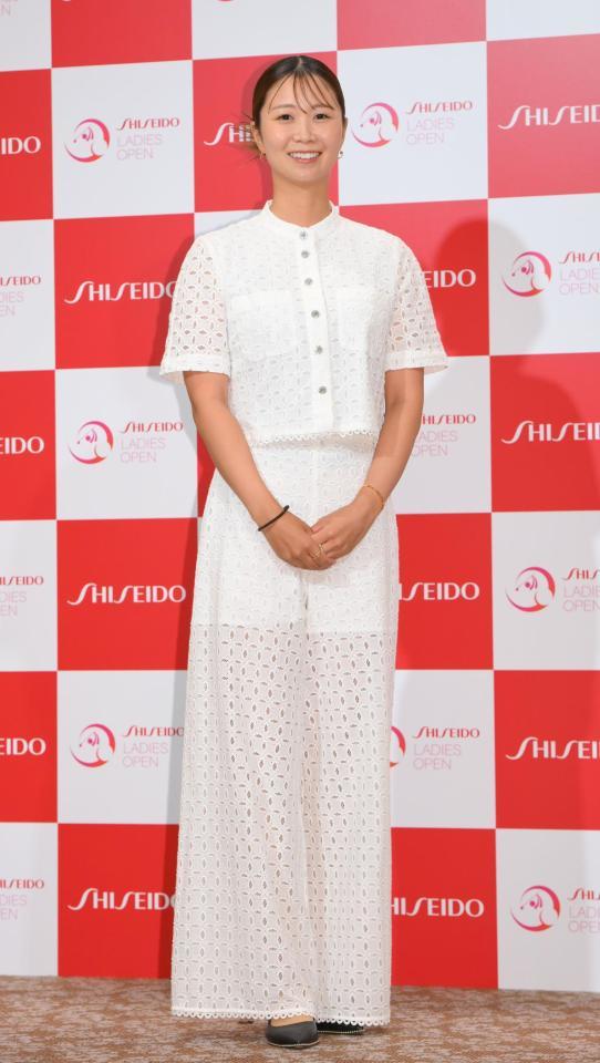 　資生堂レディスオープン２０２４前夜祭に登場した金沢志奈（撮影・伊藤笙子）