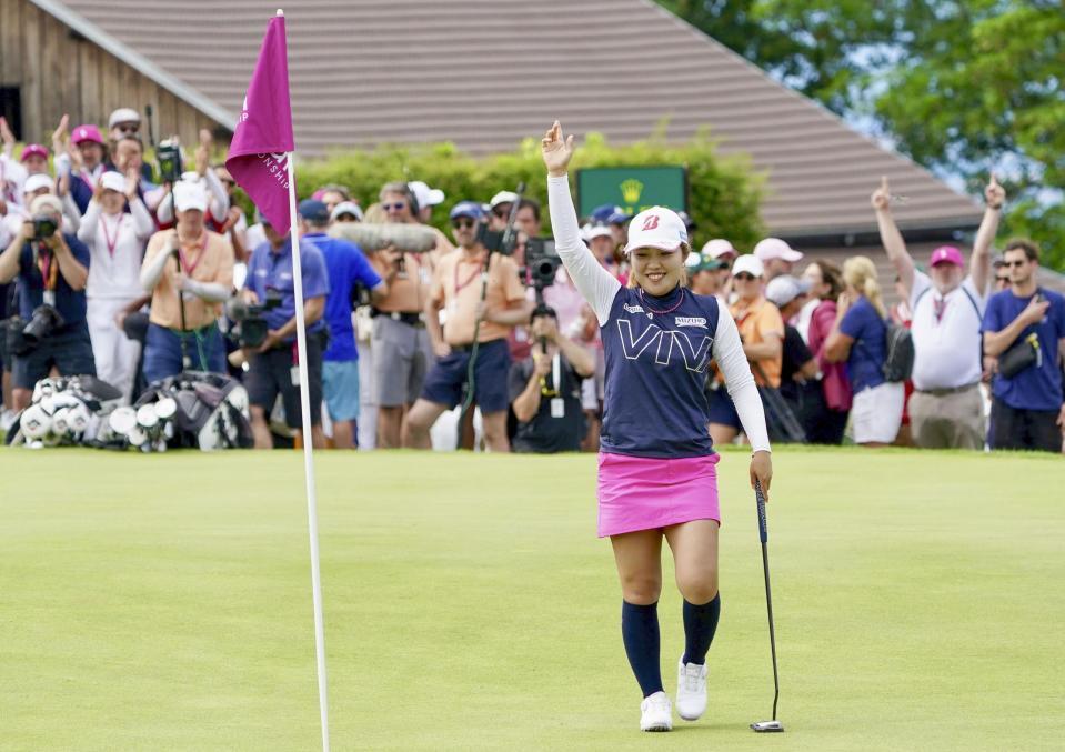 　エビアン選手権で、日本女子４人目のメジャー制覇を果たした古江彩佳（１４日）＝提供・共同通信社