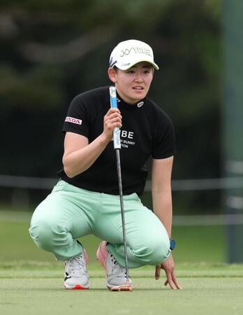 　プロアマ大会に出場した岩井明愛（撮影・金田祐二）