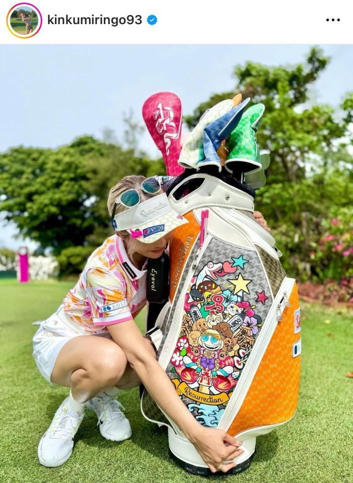 【本日大幅値引き】レザレクション　金田久美子プロ限定モデルキャディバッグレア 本日大幅値引き】レザレクション 金田久美子プロ限定モデル