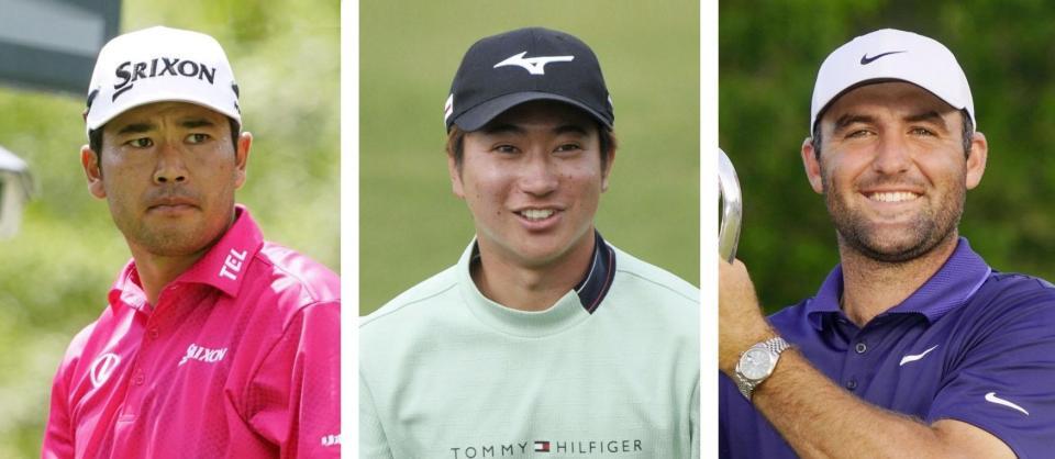 　（左から）松山英樹、杉浦悠太、スコッティ・シェフラー　