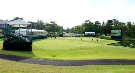 　第１日、クマの目撃情報のため無観客で開催となった大会会場＝仙台クラシックＧＣ