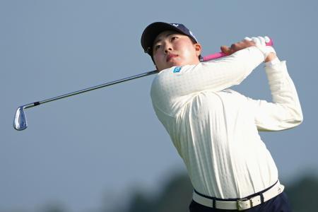 　第１ラウンド、５アンダーで２位の竹田麗央＝ダンドナルド・リンクス（共同）
