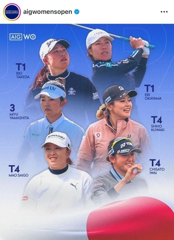 　ＡＩＧ全英女子オープン公式インスタグラム（＠ａｉｇｗｏｍｅｎｓｏｐｅｎ）より