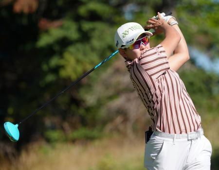 　第１ラウンド、７アンダーで単独首位発進の岩井明愛＝ミシサガＧＣ（共同）