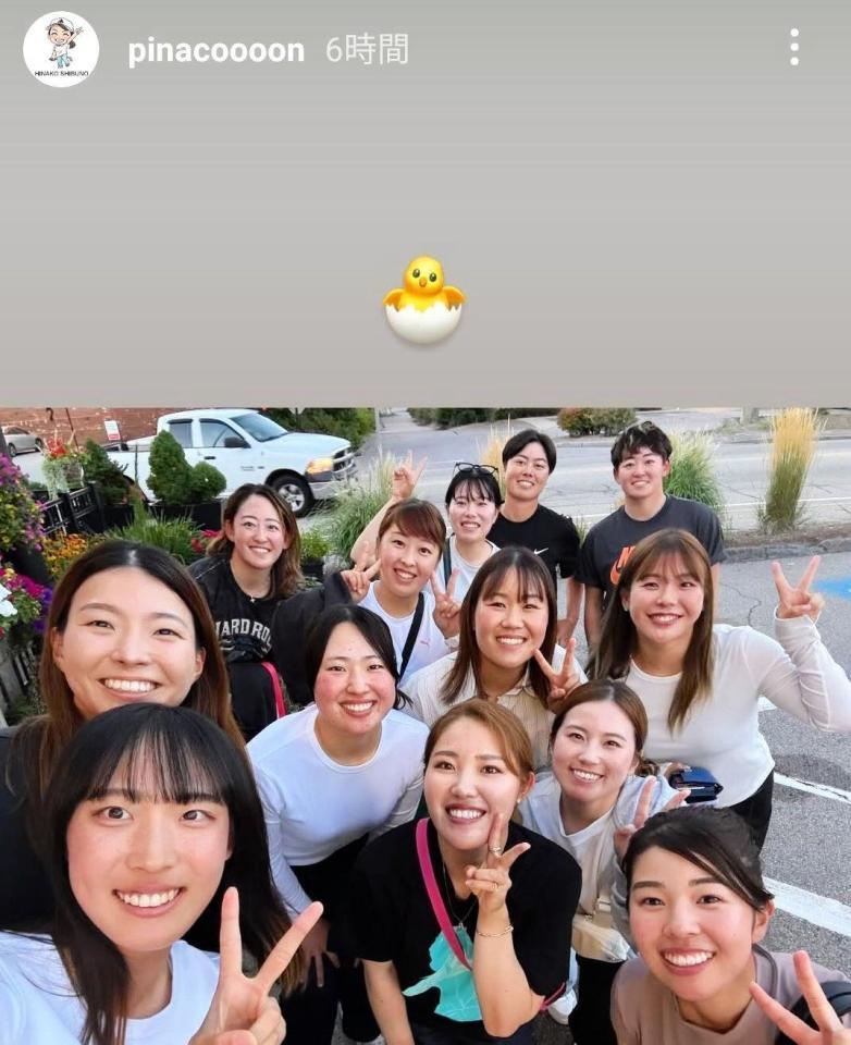 渋野日向子のインスタグラム（＠ｐｉｎａｃｏｏｏｏｎ）から