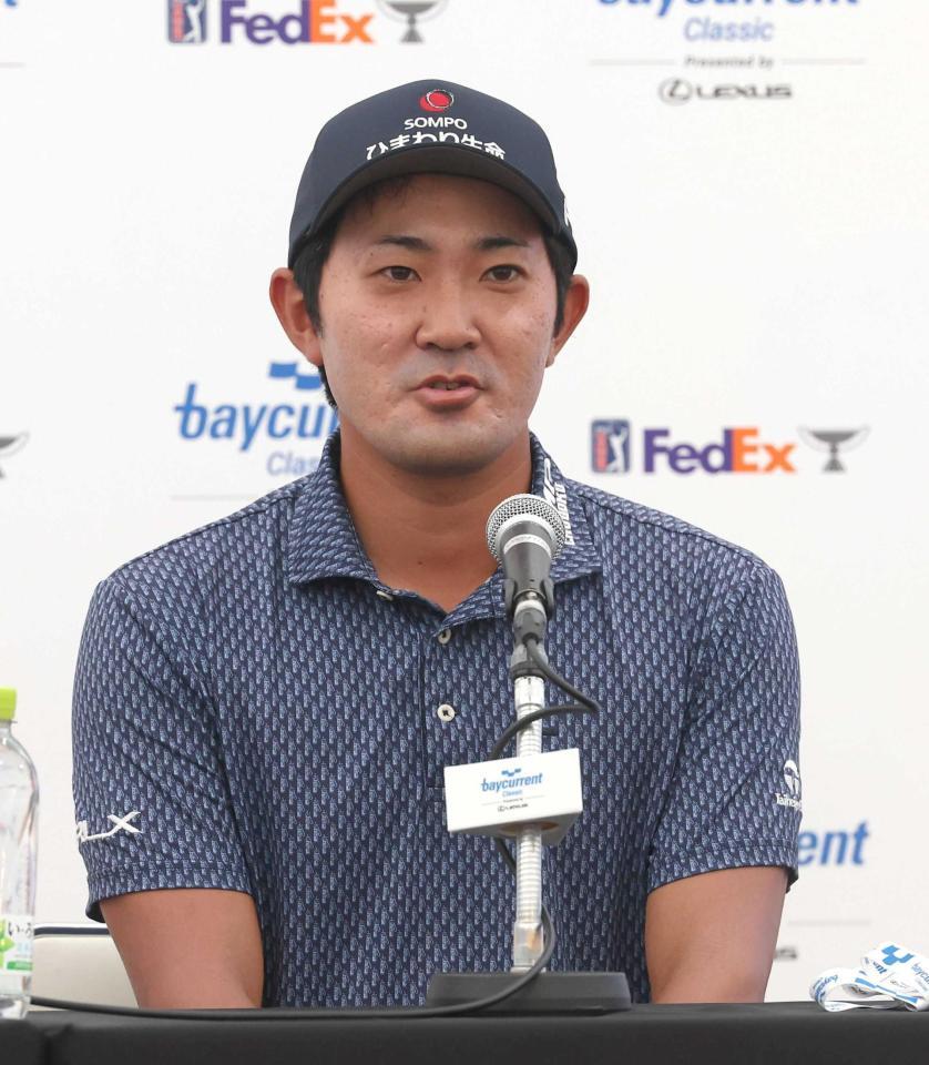 　会見をする金谷拓実（撮影・佐々木彰尚）