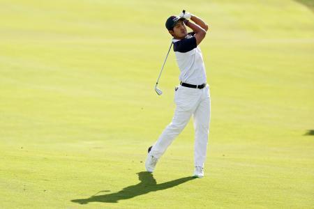 　ユタ銀行選手権第１ラウンド　５ホールを残して４アンダーの暫定１２位になった金谷拓実＝２３日、米ユタ州アイビンスのブラックデザート・リゾートＧＣ（ゲッティ＝共同）