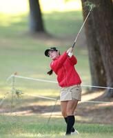 　プロアマ大会でプレーをする河本結（撮影・中田匡峻）