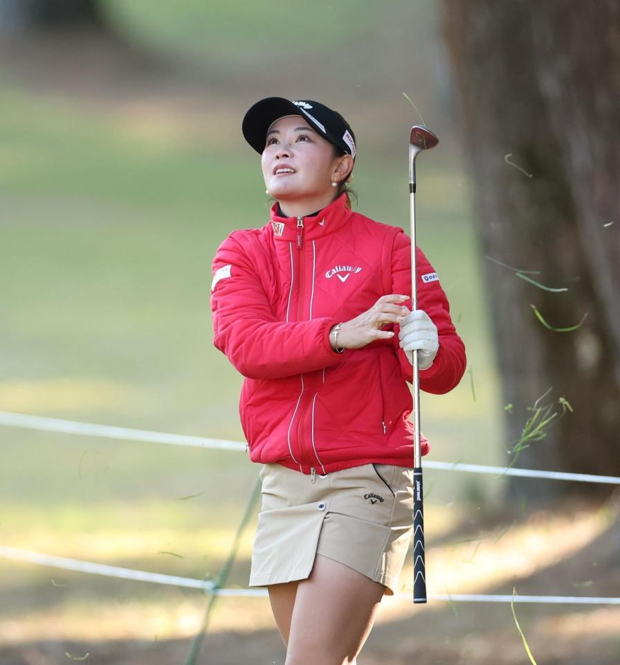 　プロアマ大会でプレーをする河本結（撮影・中田匡峻）