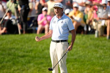　メモリアル・トーナメントで勝利したＪ・Ｔ・ポストン＝７日、米オハイオ州ダブリン（ＡＰ＝共同）