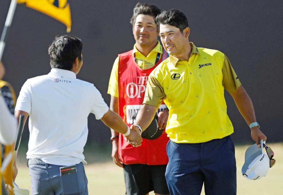 　最終ラウンド、ホールアウトした松山英樹（共同）