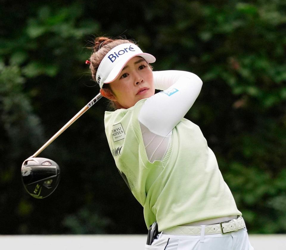 　ゴルフのＣＰＫＣ女子オープンで米ツアー４勝目を挙げた山下美夢有＝２３日、カナダ・エドモントンのロイヤル・メイフェアＧＣ（共同）