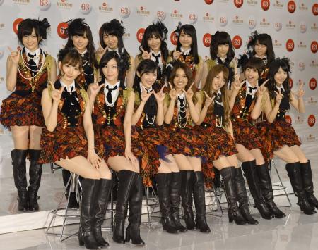 　今年も“紅白応援隊”に選ばれたＡＫＢ４８＝東京・渋谷のＮＨＫ放送センター（撮影・岡本好太郎）