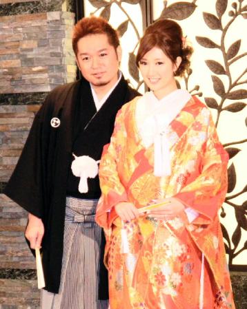 結婚披露宴を行った（左から）仁科克基、多岐川華子＝東京・港区のホテルオークラ