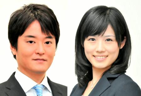 関西テレビ　林弘典アナ（左）と中島めぐみアナ