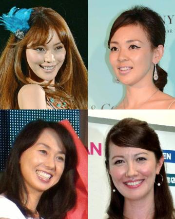 （左上から右回りに）蛯原友里、ＳＨＩＨＯ、東尾理子、中西モナ