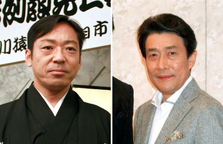 入院中の坂東三津五郎（右）を見舞ったことを明かした市川中車