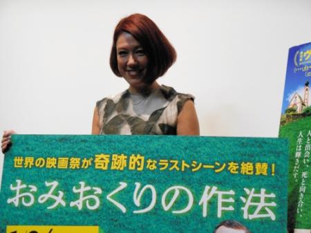 映画「おみおくりの作法」の試写会でトークイベントを行ったＬｉＬｉＣｏ＝東京・渋谷の映画美学校試写室