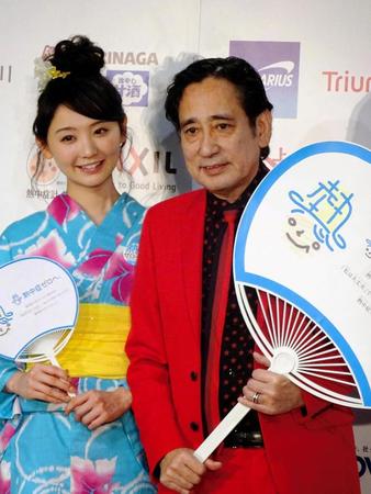 熱中症防止を呼びかけたおのののか（左）とルー大柴＝東京・赤坂