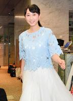 ラジオの生放送を前に会見に臨む松井玲奈＝東京・ニッポン放送（撮影・村中拓久）