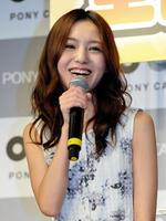 「第二期・恵比寿マスカッツ」の全国オーディション開催決定の記者発表に登場した３代目リーダーの希志あいの＝東京・虎ノ門（撮影・村中拓久）