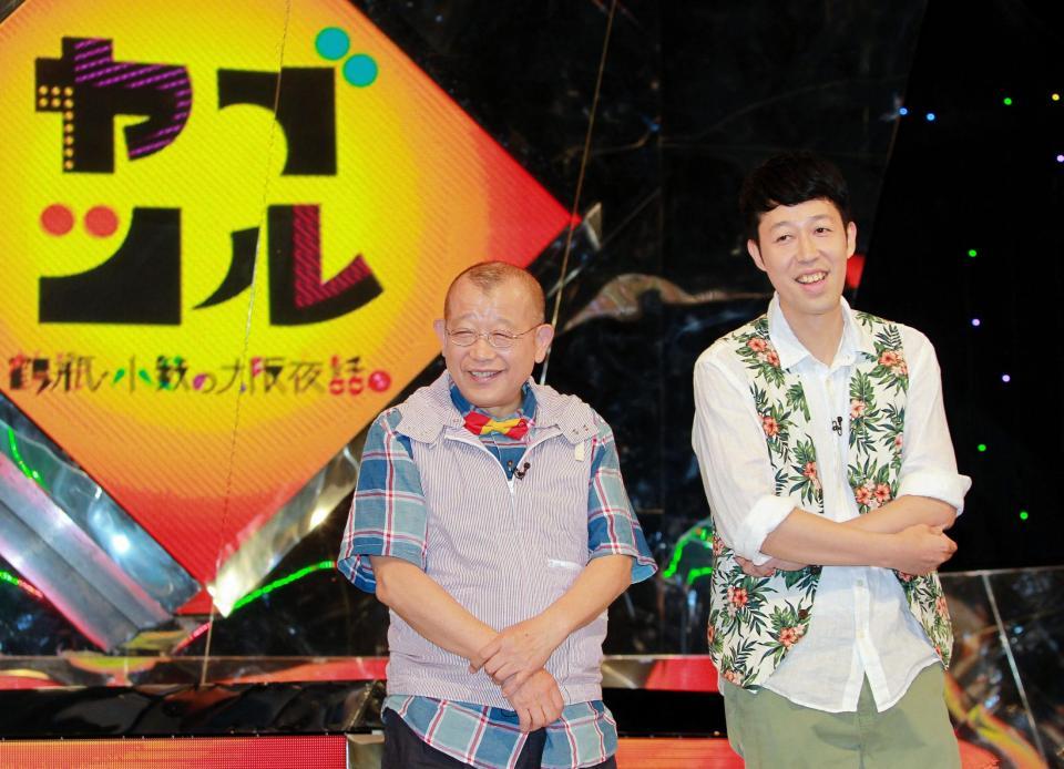 公開収録を行った笑福亭鶴瓶（左）と小藪千豊＝ＮＨＫ大阪放送局（撮影・石湯恒介）