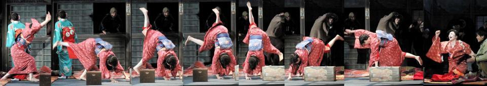 　仲間由紀恵が提案した側転の連続写真