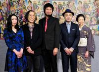 ドラマへの思いを語った（右から）富司純子、松尾スズキ、青木崇高、音楽担当の宮川彬良氏、脚本担当の藤本有紀氏＝東京・渋谷のＮＨＫ