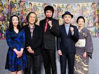 ドラマへの思いを語った（右から）富司純子、松尾スズキ、青木崇高、音楽担当の宮川彬良氏、脚本担当の藤本有紀氏＝東京・渋谷のＮＨＫ 