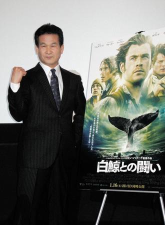「白鯨との闘い」をＰＲする辛坊治郎キャスター＝大阪市内