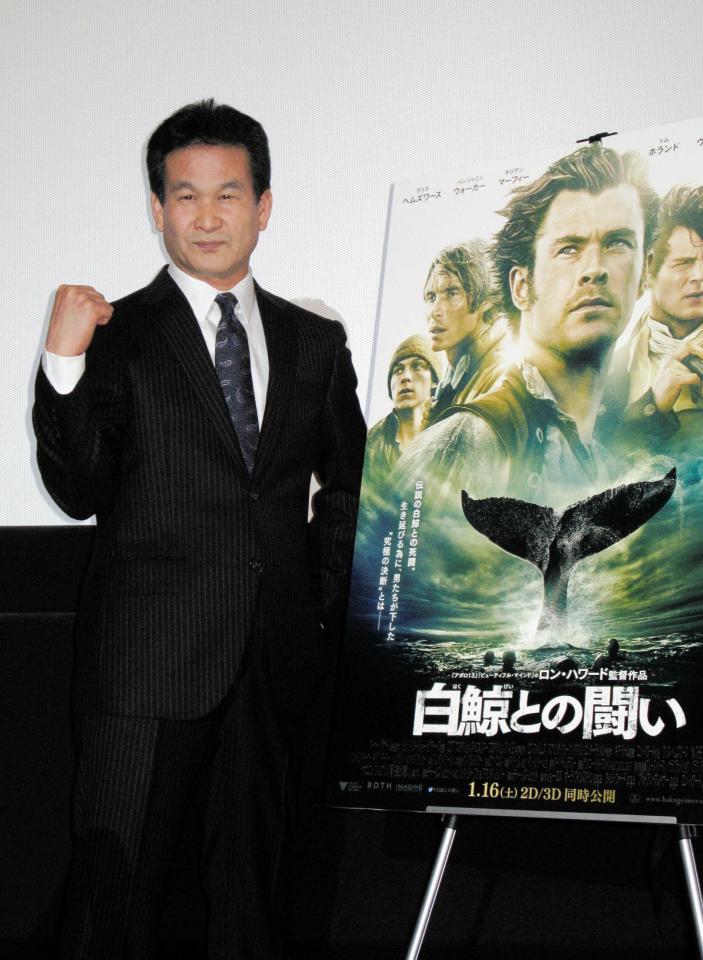 　「白鯨との闘い」をＰＲする辛坊治郎キャスター＝大阪市内