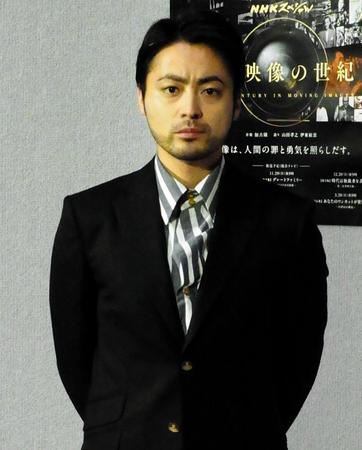 会見した山田孝之＝東京・渋谷のＮＨＫ