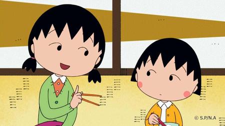 　水谷優子さんが声を務めたアニメ「ちびまる子ちゃん」のお姉ちゃん（左）と主人公のまる子