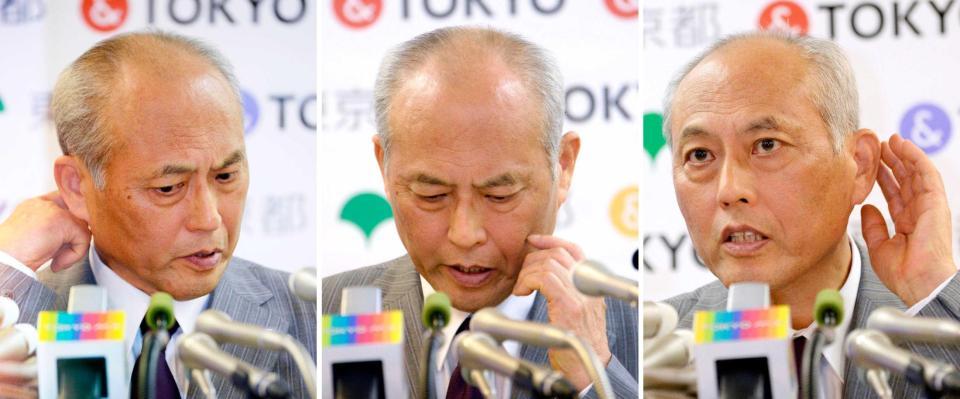 　記者会見で自身の政治資金問題について説明する東京都の舛添要一知事＝東京都庁