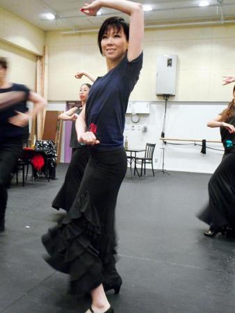 舞台「フラメンコ・カフェ・デル・ガト」の公開稽古を行った湖月わたる＝東京・北新宿の新宿村スタジオ