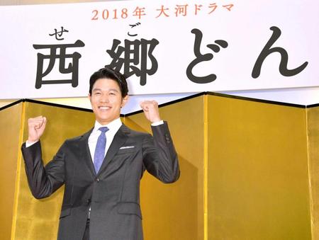 　２０１８年ＮＨＫ大河ドラマ「西郷どん」で主演の西郷隆盛役を務める鈴木亮平＝都内