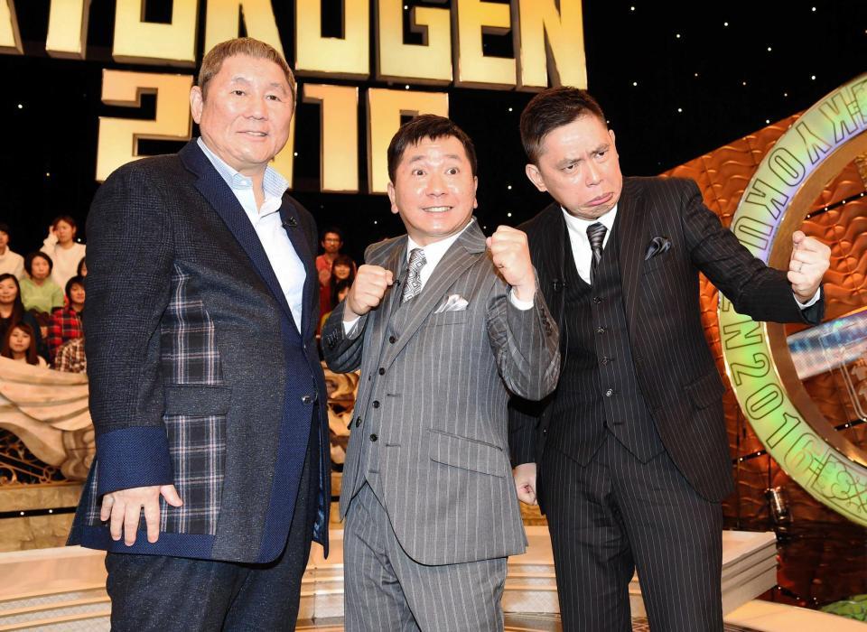 　（左から）ビートたけし、爆笑問題の田中裕二と太田光＝ＴＭＣ（撮影・棚橋慶太）