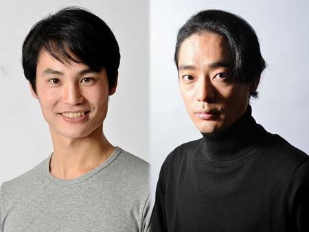 　森蘭丸を演じる麻宮良太（左）と織田信長を演じる蓉崇