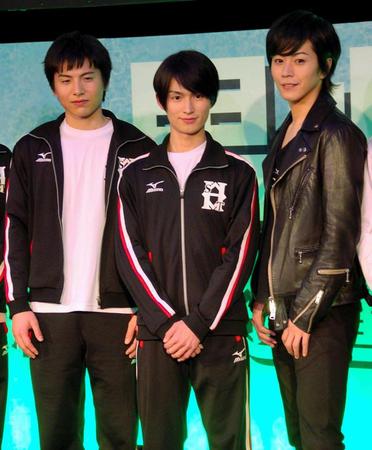 　（左から）宮崎秋人、松田凌、廣瀬智紀＝東京・よみうりランド