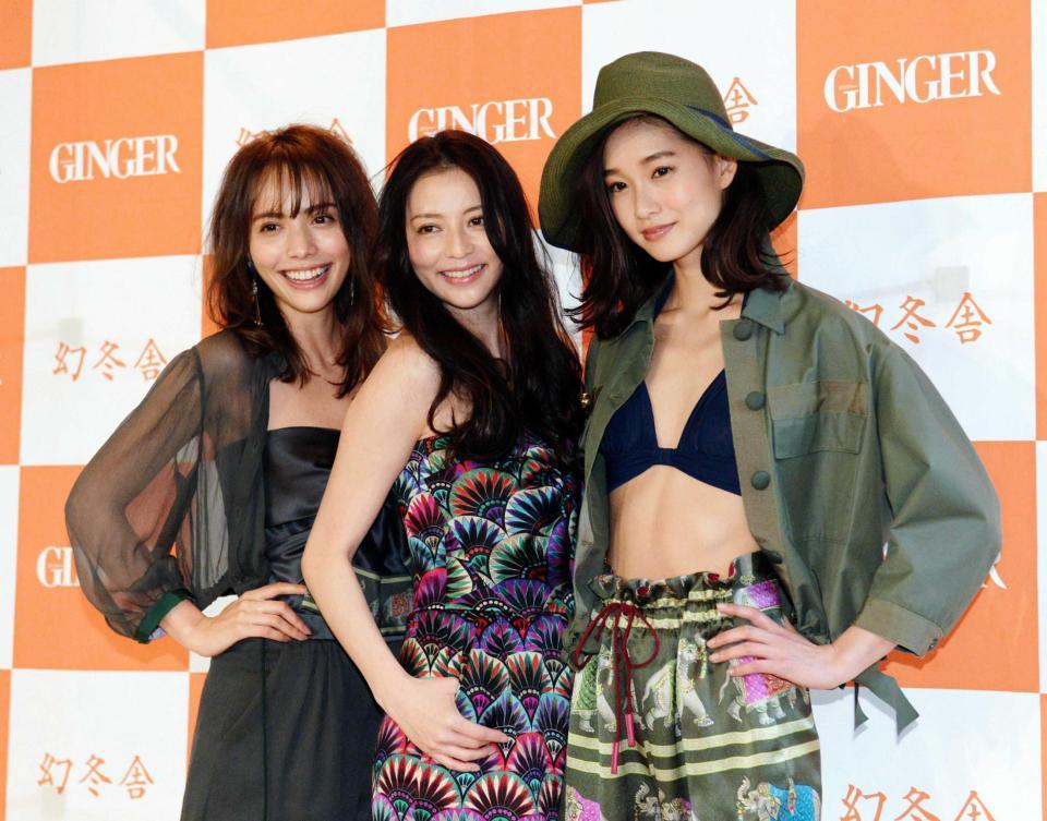 　イベントに登場した（左から）伊藤ニーナ、香里奈、谷川りさこ＝横浜市内（撮影・開出牧）