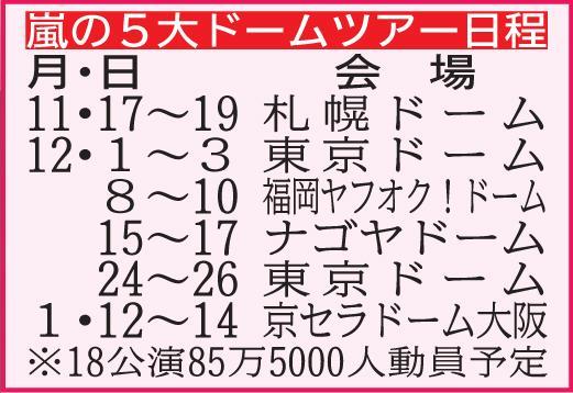 嵐サプライズ発表 史上初６年連続５大ドームツアー決定/芸能/デイリー