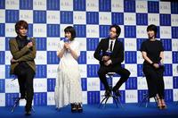 イベントでトークをする広瀬すず（左から２人目）。左端は宮野真守、（右から）松たか子、菅田将暉＝東京・パークタワーホール（撮影・開出牧）