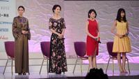 　トークセッションに登場した歴代出身者の（左から）武井咲、剛力彩芽、吉本実憂、高橋ひかる＝東京・グランドプリンスホテル新高輪