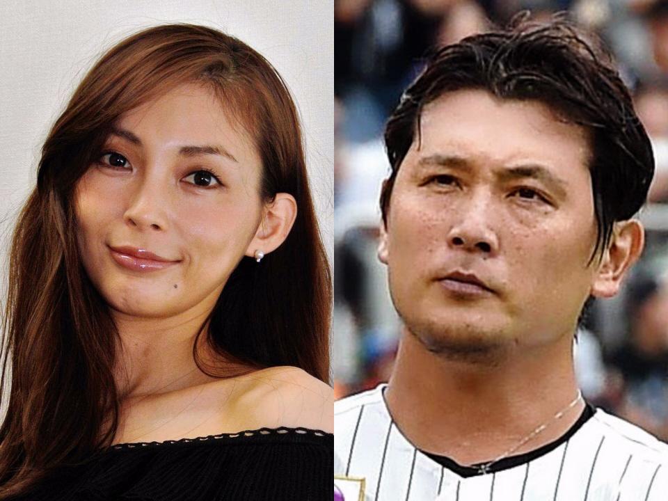 押切もえ（左）とロッテ・涌井